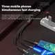 Кабел за бързо зареждане 3 в 1, съвместим с iPhone, Huawei, USB Type-C, Micro USB, 66W 5A, 1m