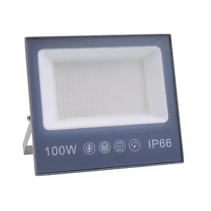LED reflektor 100W, 10000LM, kültéri vagy beltéri használatra, IP66, matt, tükröződésmentes üvegben