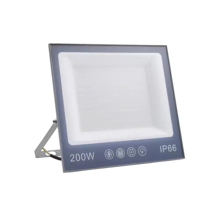 LED reflektor 200W, 20000LM, kültérre vagy beltérre, IP66, matt, tükröződésmentes üvegben
