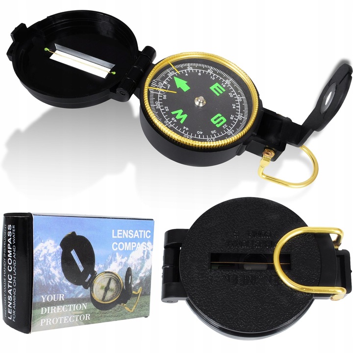 PrzydaSie.pl призматичен компас, флуоресцентен, карабинер, 7.5x5.5x2.5cm