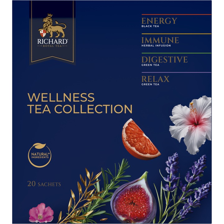 Richard Royal Wellness Tea Collection, filteres fekete és zöld tea-válogatás, 31g