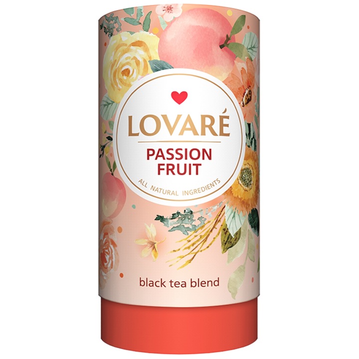 Lovare, Szálas Ízesített Prémium Fekete Tea, " Passion Fruit", 80g+ 15 teafilter tasak