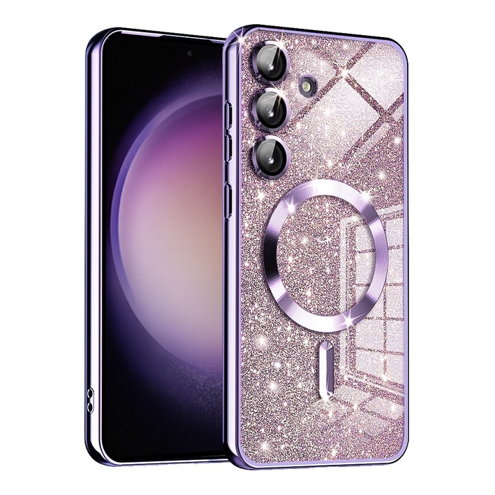 Husa compatibila cu Samsung Galaxy S23 FE, RAO Protection, Luxury Glitter MagSafe, E46, Plastic, Light Mov