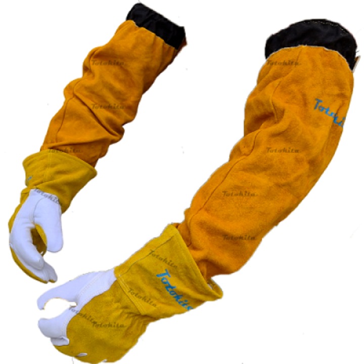 Set manusi pentru sudor, cotiere sudura, marime XL, portocaliu