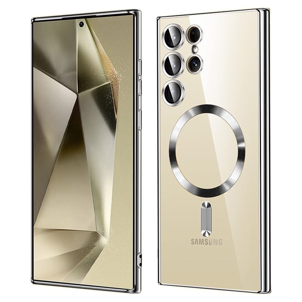 Husa compatibila cu Samsung Galaxy S26 Ultra, ALC MOBILE, pentru telefon mobil cu protectie pentru camera, Tehnologie MagSafe, rezistenta la socuri, contur Argintiu
