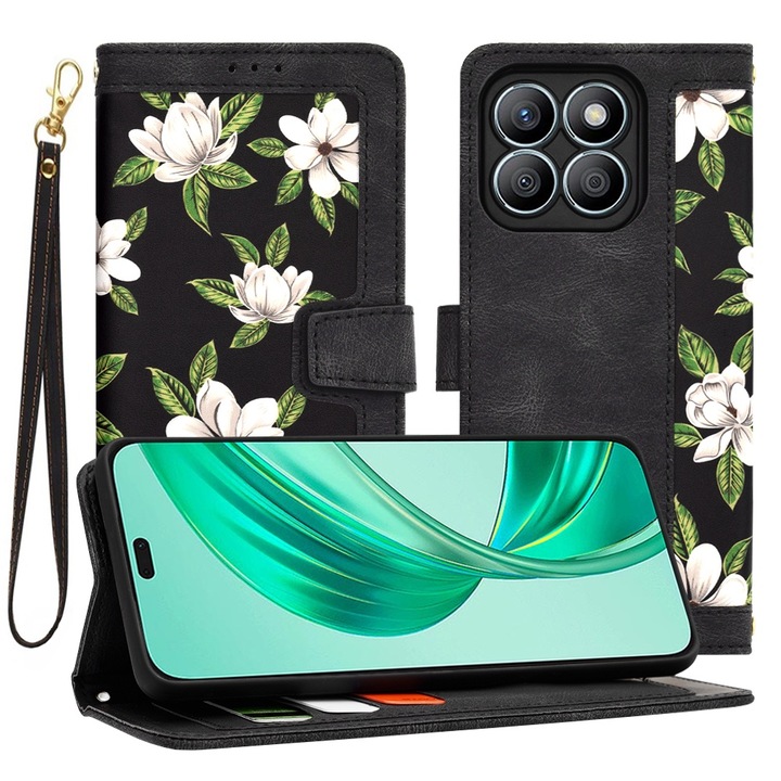 Husa tip carte pentru Honor X8b, Accesorio Flip Craft, Flowers of the Dawn