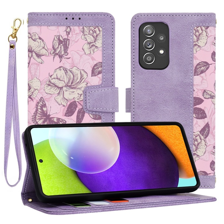 fixGuard FlipCraft tok Samsung Galaxy A52 4G / A52 5G / A52s 5G telefonhoz - titokzatos lila