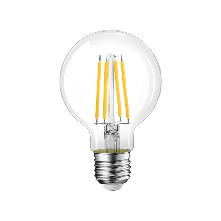 LED лампа Lightex, FILAMENT, 6W, 220V, E27, G80, CL, 806lm, Топла светлина