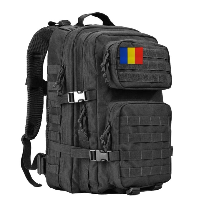 Rucsac militar, Charmorah, 45L, 50x30x30CM, Oxford 900D, Rucsac drumetie, Rucsac munte, Rucsac tactic, Ghiozdan militar, Negru