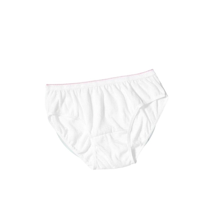 Set 5 chiloti de unica folosinta dama, 55-65kg, fibre sintetice, Alb, XL