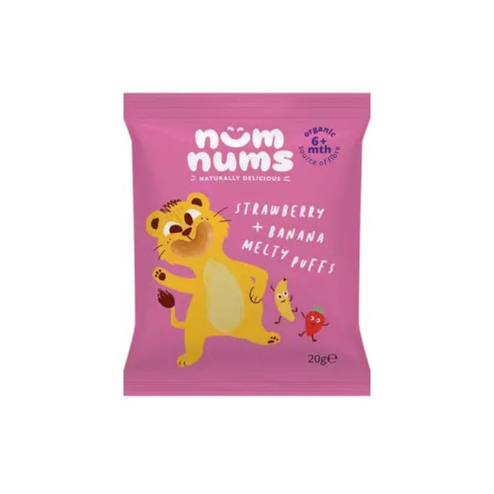Pufuleti Num Num Bio cu capsuni si banane, 200g