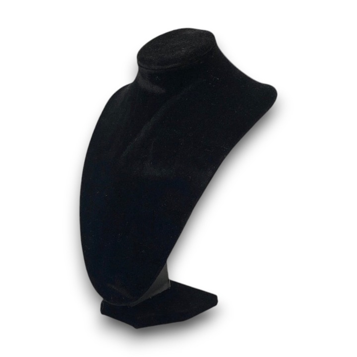 Suport pentru bijuterii, material catifea fina, coliere si accesorii pentru gat, tip bust, culoare negru, universal, dimensiune 28x20cm