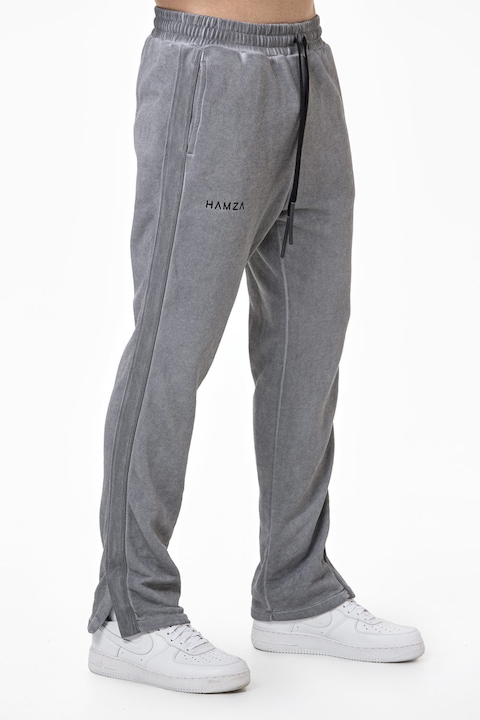 HAMZA, Pantaloni de trening cu croiala lejera si snur, Gri, S