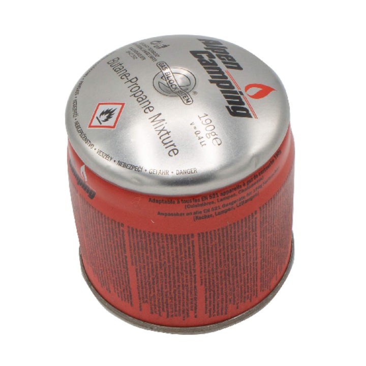 Бутилка за газ, резервна, 190 грама универсална ALPEN, система stop&go