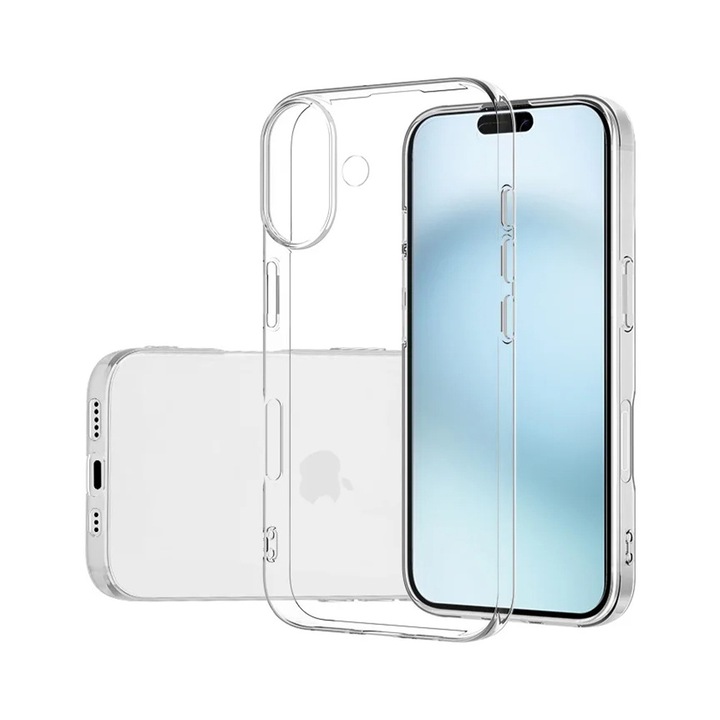 Калъф Optim Solution High Clear TPU, съвместим с Apple iPhone 16 Plus, диамантен дизайн 1 мм, лек TPU калъф, абсорбция на удари, дълготрайна технология против пожълтяване, прозрачен