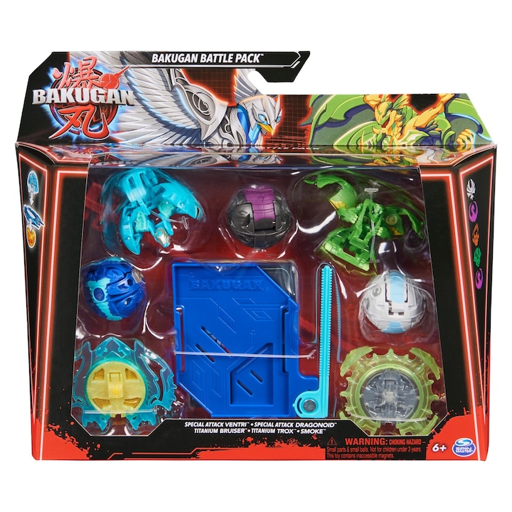 Bakugan Battle Pack készlet - Ventri, Dragonoid, Titanium Bruiser, Titanium Trox Smoke