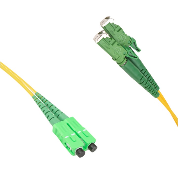 Patch Cord Fibra Optica 2 mm Duplex Single Mode Manta LSZH SC/APC - E2000/APC (LSH/APC) 10 metri