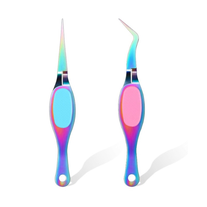 Set de 2 pensete artizanat Yakumuz, varf fin curbat si drept, prindere confortabila, multicolor