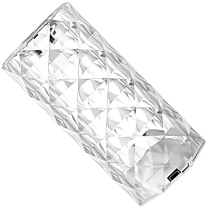 Lampa ambientala tip cristal, SDEPOT®, cilindrica, RGB 16 culori, control prin telecomanda sau atingere cu acumulator 1500mah - 12 ore de utilizare, incarcare USB-C