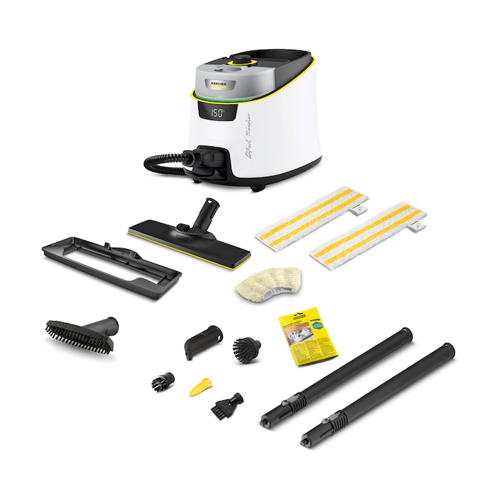 Парочистачка Karcher SC 5 Deluxe Signature Line, 1.513-491.0, 2250 W, 4 бара, 3 минути загряване, Капацитет на резервоара 1,3 л, Включва универсална кърпа за подови настилки EasyFix, Бял
