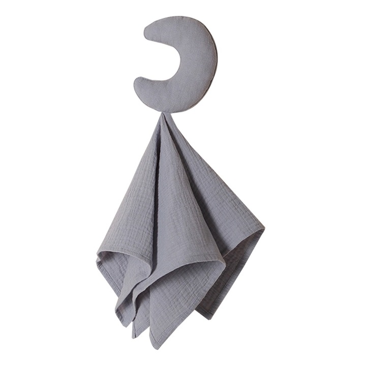 Papusa din bumbac moale, Peysaitr, forma de luna, 30x30cm, pentru baieti, 3 ani