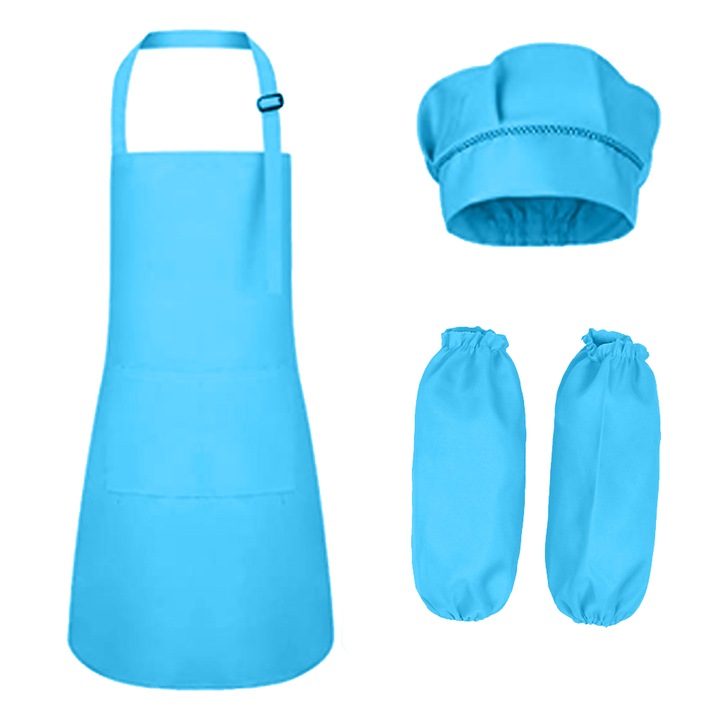 Set sort de bucatarie si boneta chef QttvbTna pentru copii, bumbac, ajustabil, 3-6 ani, multicolor