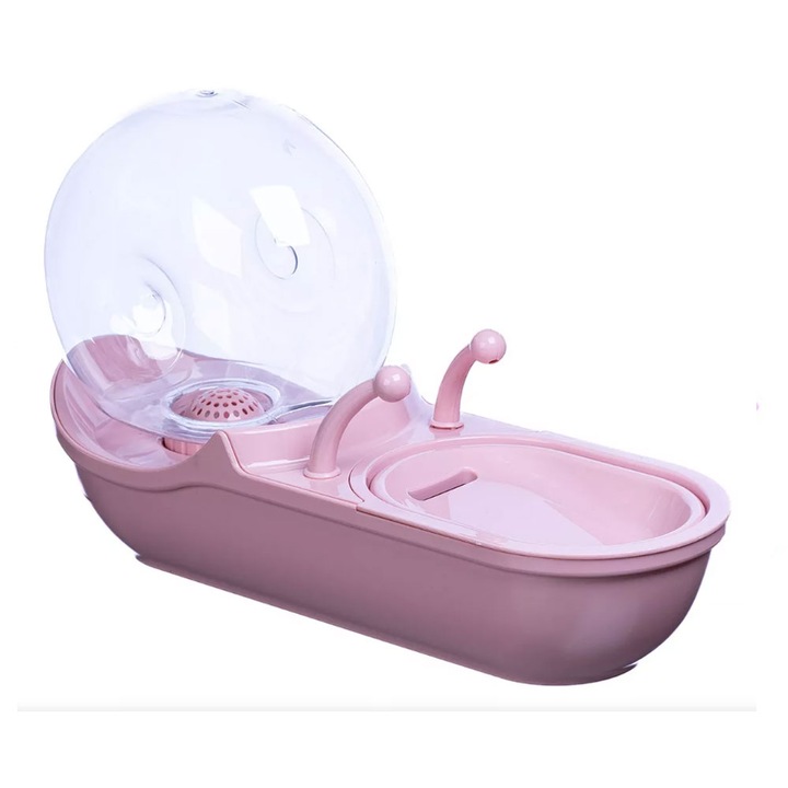 Dozator Apa GREATON Pentru Caini Si Pisici, Model Melc, Fantana Automata, Alimentare USB, Silentioasa, Usor De Montat, Filtre Inlocuibile, Roz