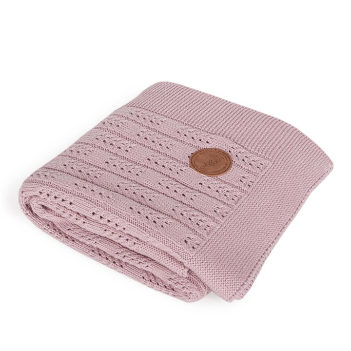 Бебешко одеяло Ceba Baby Diamonds, плетено, розово, 90х90см