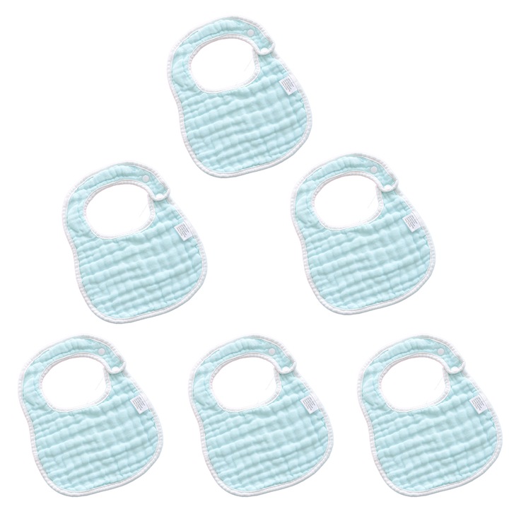 Bavetici pentru bebelusi, 8 straturi, 100% bumbac organic, ajustabili, albastru, 7.9'' x 9.5''