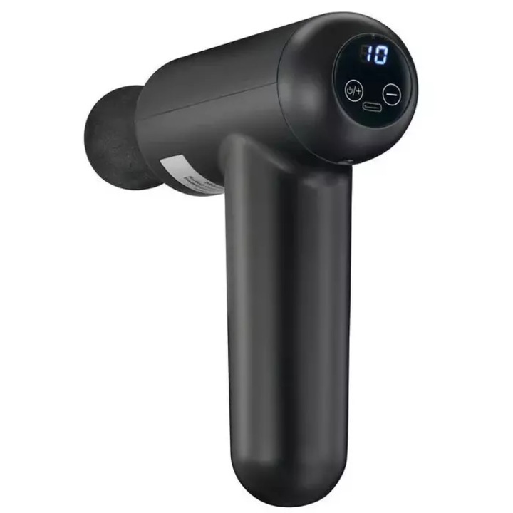 Масажор MELISSA, тип пистолет, с 2000mAh батерия, за врата, гърба, ръцете, краката, безшумен мотор, 2000-3000 оборота/мин, черен