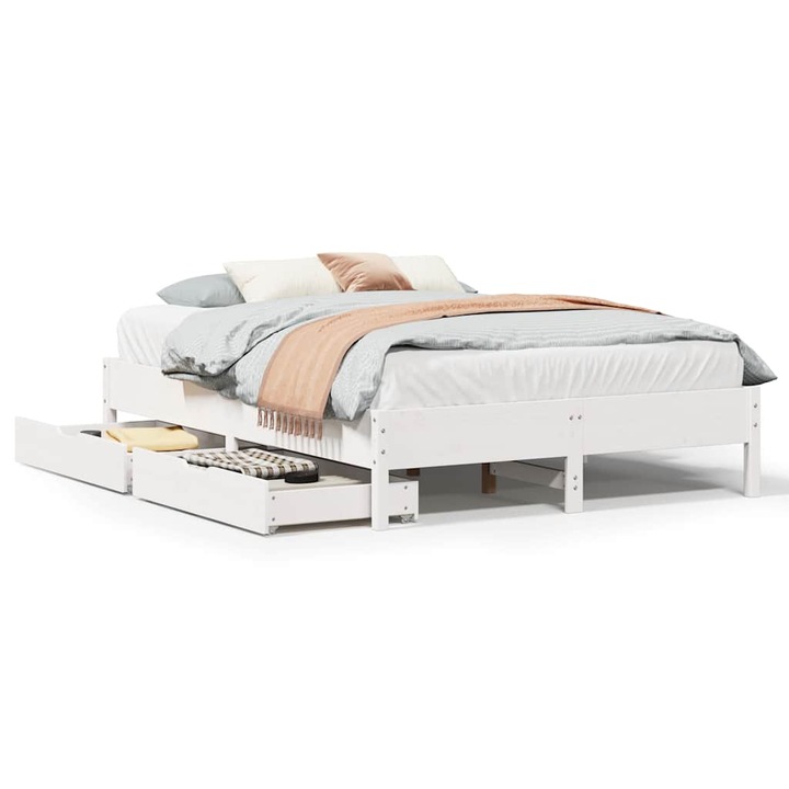 vidaXL fehér tömör fenyőfa ágy matrac nélkül 160 x 200 cm 3301705