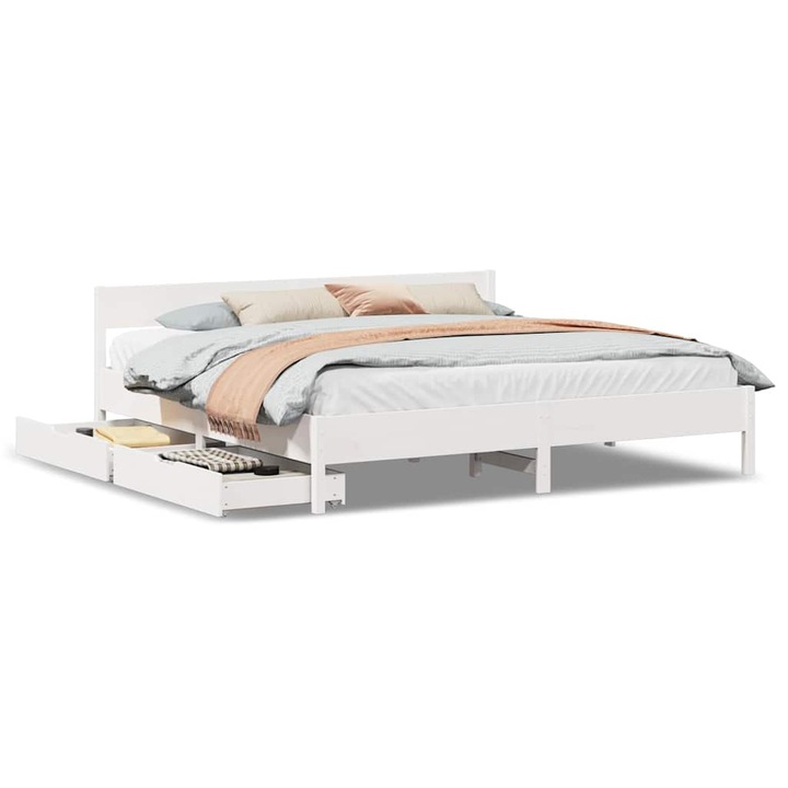 vidaXL fehér tömör fenyőfa ágy matrac nélkül 160 x 200 cm 3301744