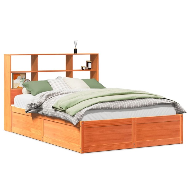 VidaXL viaszbarna tömör fenyőfa ágy matrac nélkül 140 x 190 cm 3323469