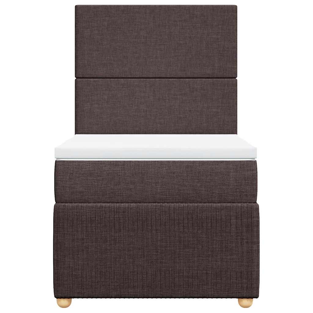 Pat box spring cu saltea vidaXL, maro inchis, 90x200 cm, textil, 43.97 ...