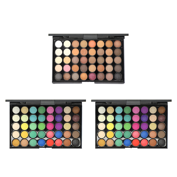 3 db QttvbTna szemhéjpúder paletta készlet, 40 szín, különböző textúrák, sokszínű, keverhető