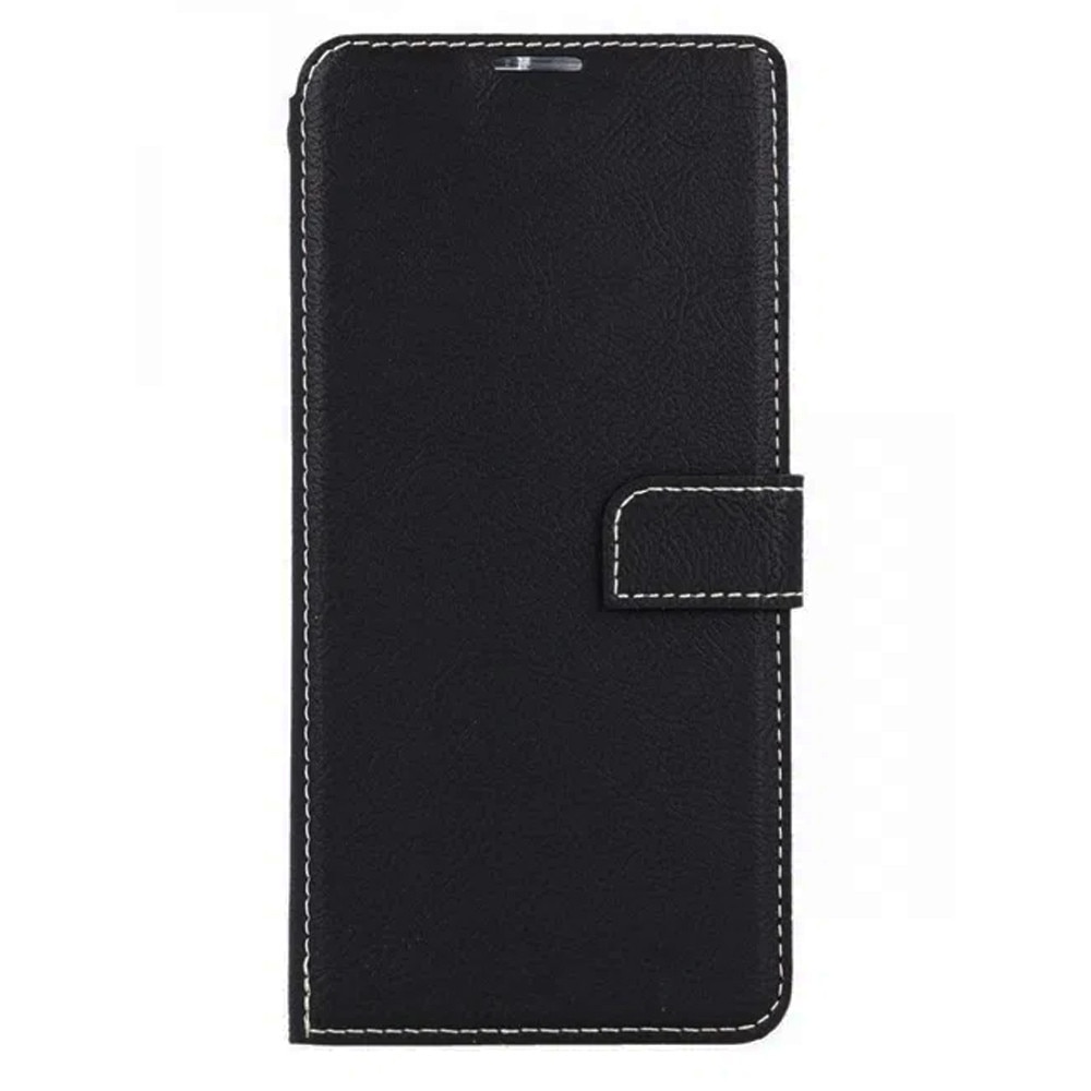 Husa Flip din Piele Lucrata Manual pentru Apple iPhone 13 Pro Max, OPTIM SOLUTION, Inchidere Magnetica, Optim Cut Issue Solve, Cadru Interior din Silicon, Classy Design, Functie Suport, Portofel, Negru