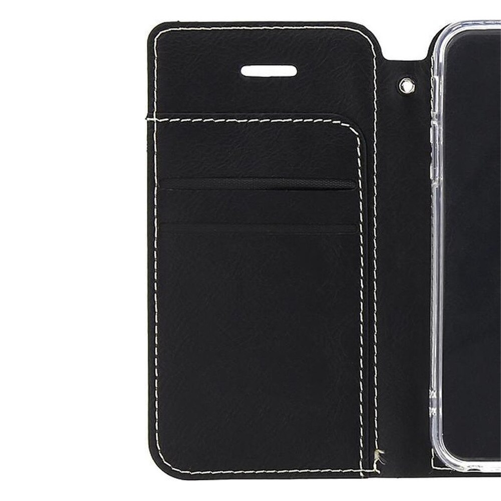 Husa Flip din Piele Lucrata Manual pentru Apple iPhone 13 Pro Max, OPTIM SOLUTION, Inchidere Magnetica, Optim Cut Issue Solve, Cadru Interior din Silicon, Classy Design, Functie Suport, Portofel, Negru