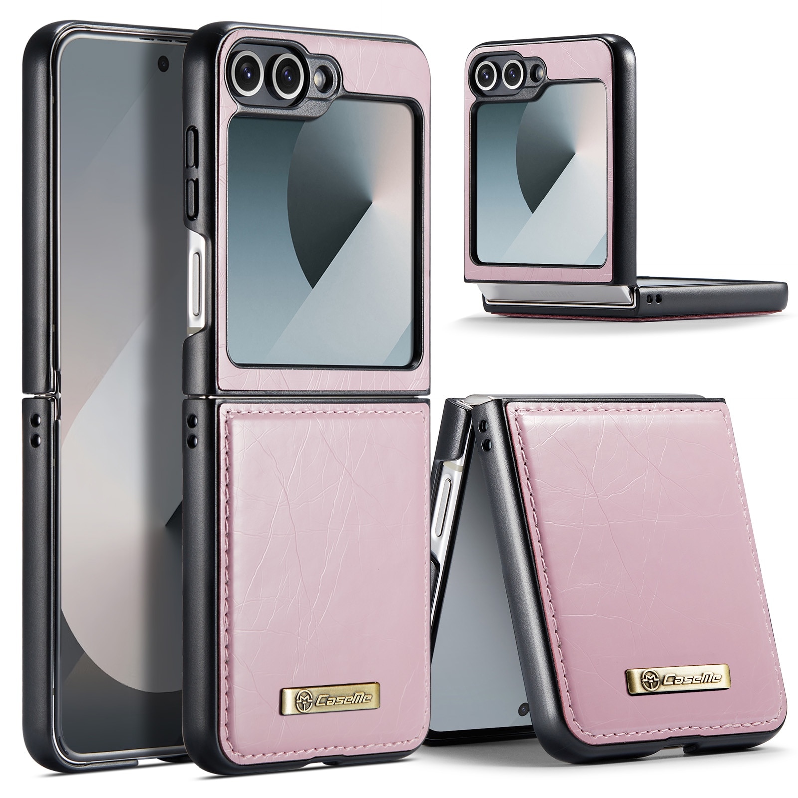 Husa pentru Samsung Galaxy Z Flip6, piele fina, tip carcasa, CaseMe, culoare Roz