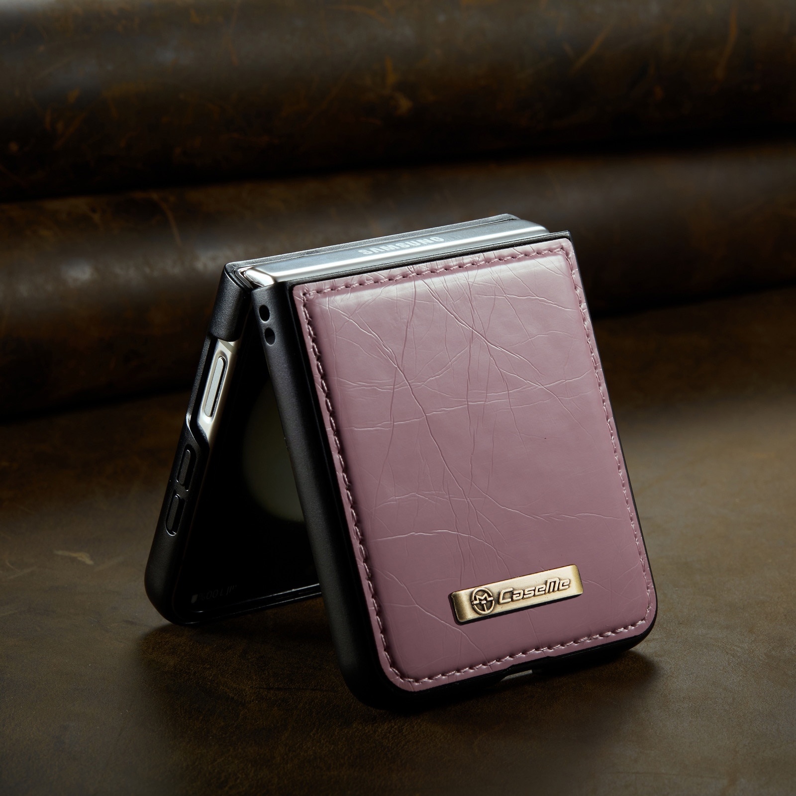 Husa pentru Samsung Galaxy Z Flip6, piele fina, tip carcasa, CaseMe, culoare Roz