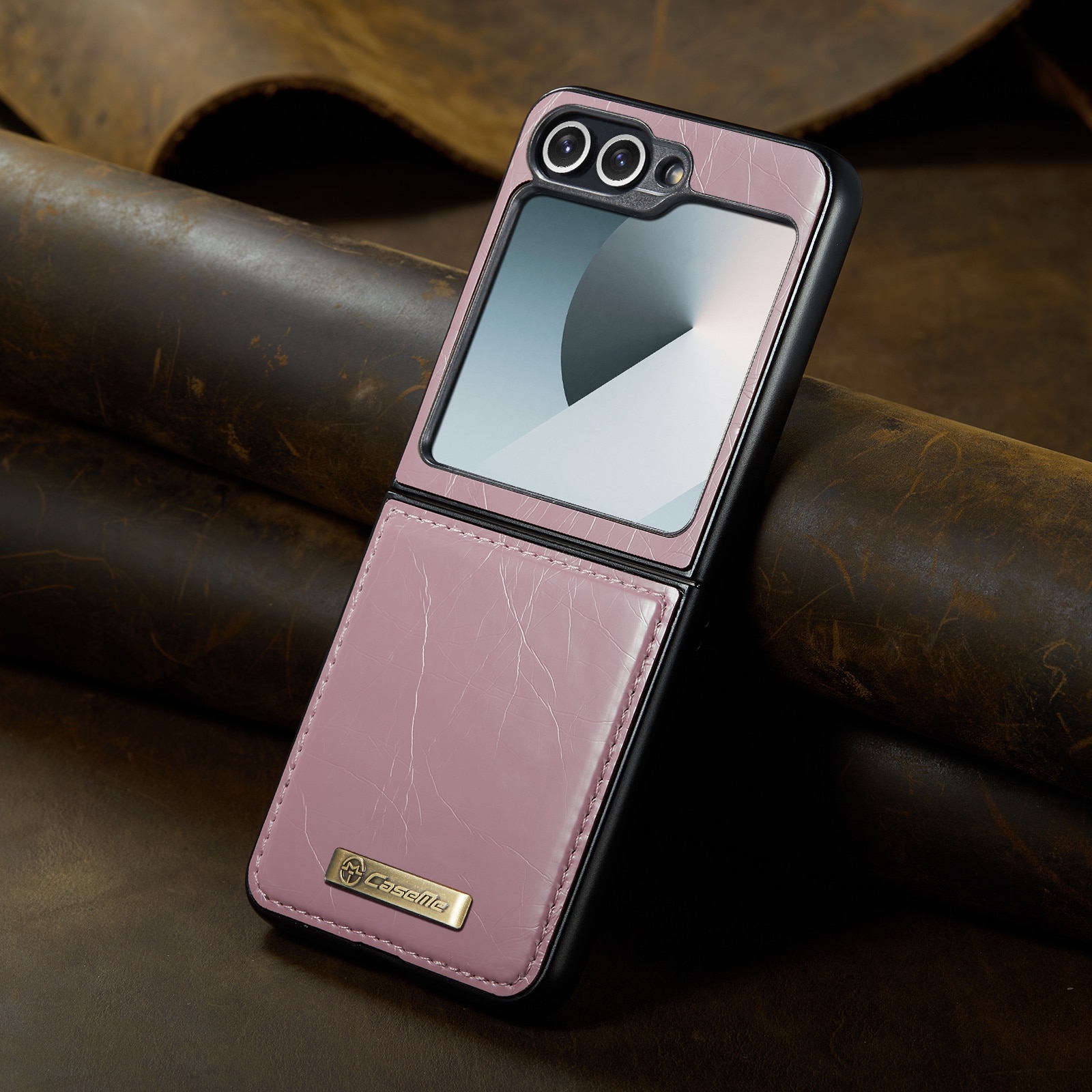 Husa pentru Samsung Galaxy Z Flip6, piele fina, tip carcasa, CaseMe, culoare Roz