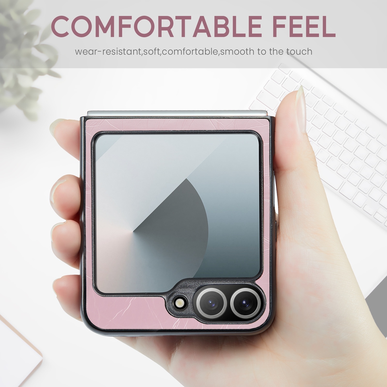 Husa pentru Samsung Galaxy Z Flip6, piele fina, tip carcasa, CaseMe, culoare Roz