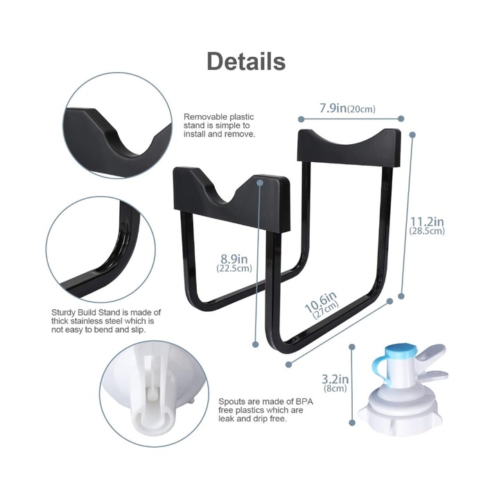 Fekete vízadagoló tartó