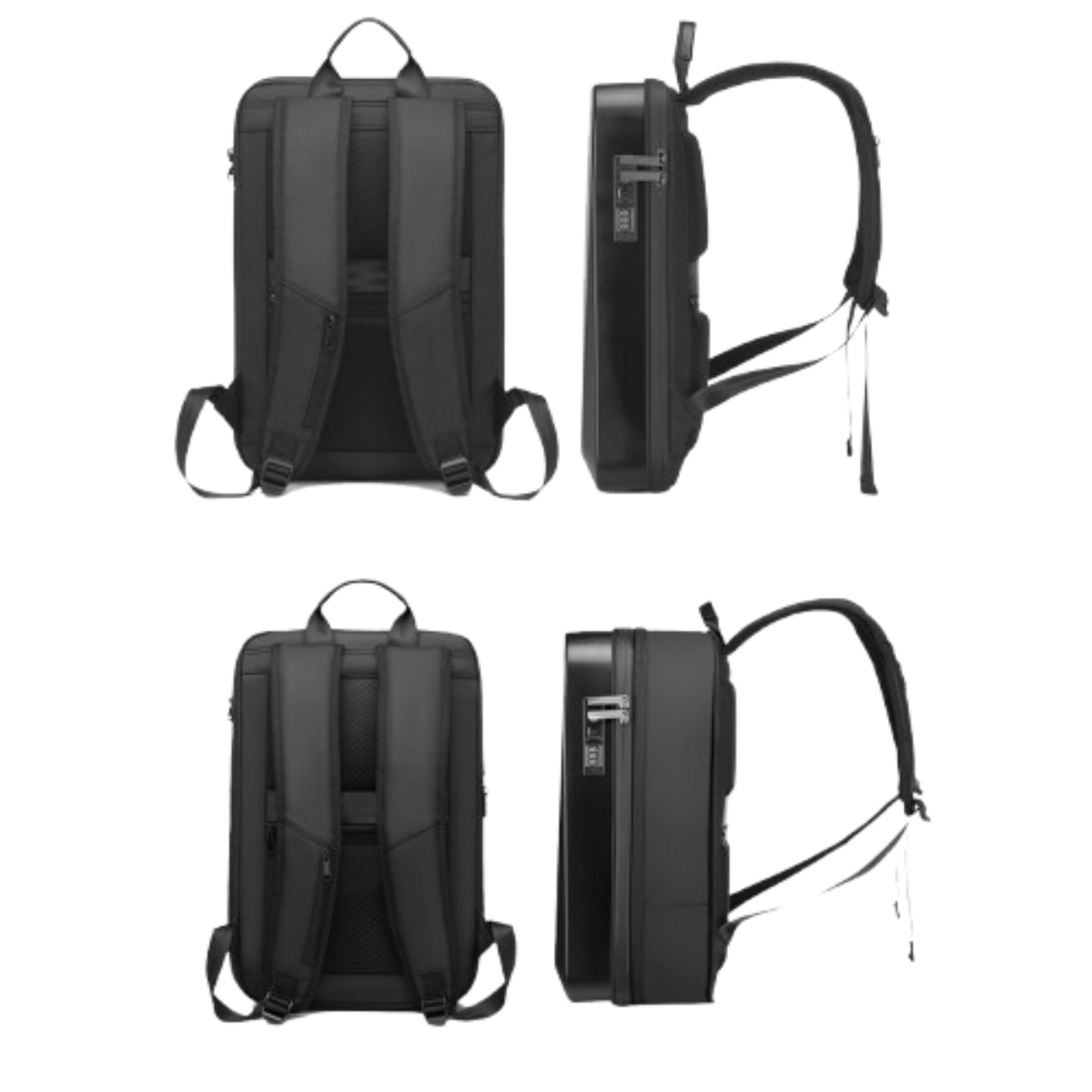Rucsac Smart Extensibil pentru Laptop AZeira®, Barbatesc, Antifurt, Cifru Securitate, Conectivitate Multifunctional, Ergonomic, Organizare optima, Multiple buzunare, Protectie Laptopuri, 47x30x10/20 cm, Negru Carbon
