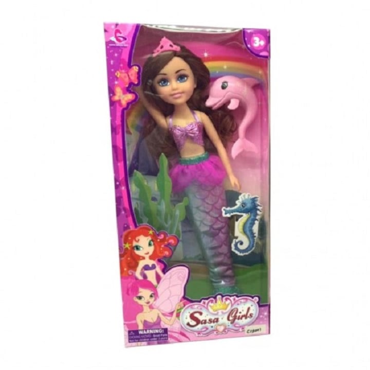 Papusa Sirena 33 cm, par blond/saten