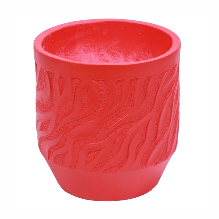 Ghiveci ecologic, Eco-friendly, Naimeed D6361, Mediu, din materiale minerale, Rosu, 34x32x32cm