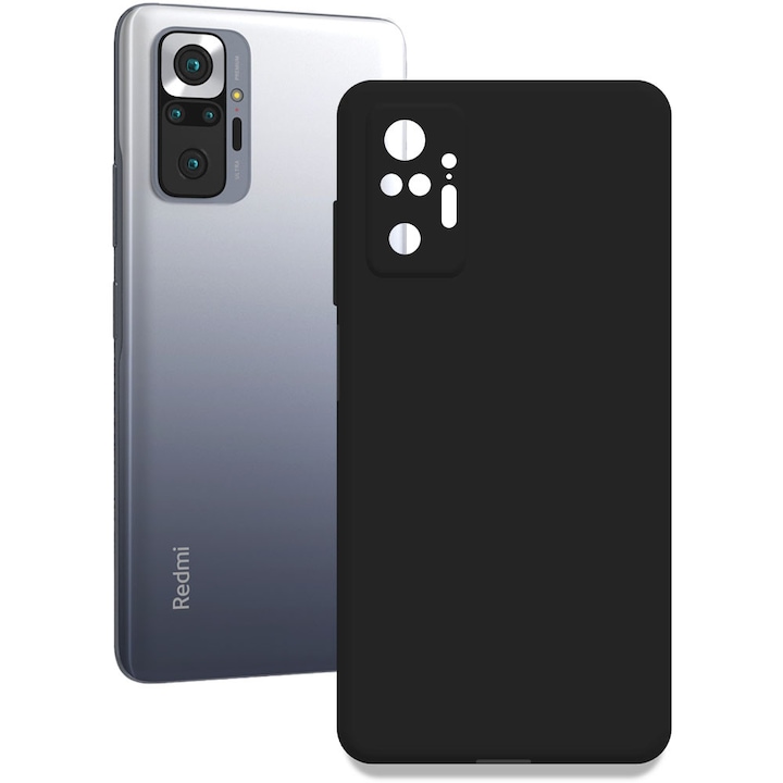 Husa pentru Xiaomi Redmi Note 10 Pro, Color Shield, Interior de catifea, Suprafata aderenta, Protectie antisoc, Margini ridicate, Regular Fit, Silicon, Negru