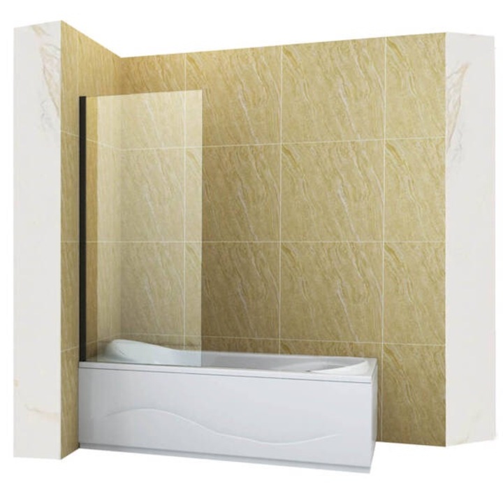 Paravan cada 90x150 cm Silla Pro ASTON, Fix, sticla clara, profil Negru