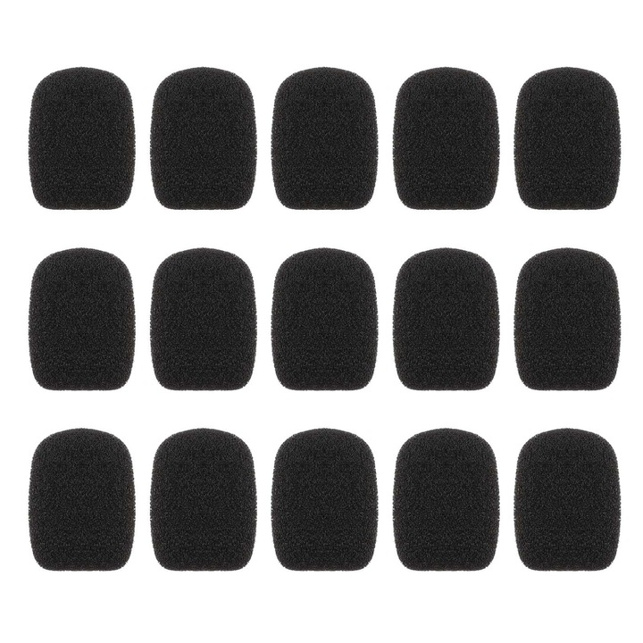 15 db-os habvédő készlet a mikrofonhoz, TasyPins, fekete, 30x22x8mm