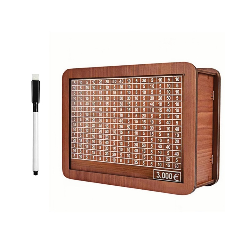 TasyPins fa malacpersely, újrafelhasználható, számjelzővel, barna, átlátszó akril tábla