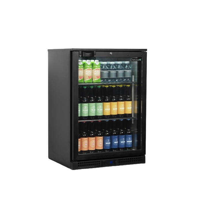 Vitrina frigorifica TEFCOLD, BA16H, 115 l, H 87 cm, ideala HoReCa/rezidential, temperatura ajustabila 2-10°C, racire ventilata, termostat electronic, incuietoare, dezghetare automata, usa reversibila, calitate premium, consum redus, negru